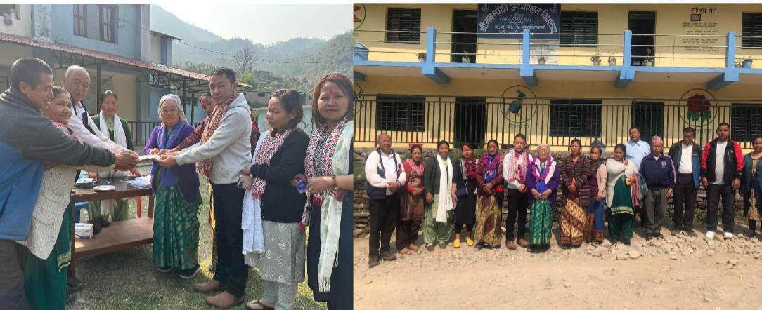 असारी थापा(बुढा) द्धारा स्वास्थ संस्था र नव ज्याेति विद्दालयमा अक्षयकोष स्थापना